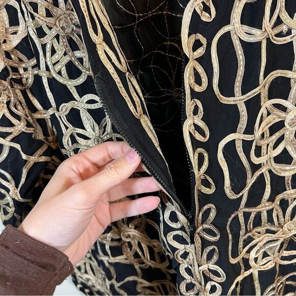 Laura Ashley Women’s Black Gold Sheer Jacket 1X - Picture 7 of 11